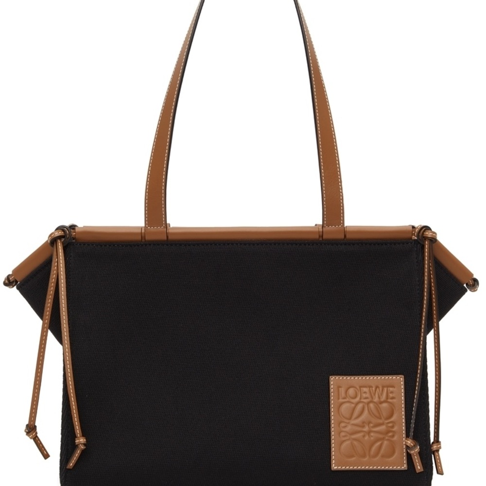 *LAST CHANCE - Loewe Cushion Tote Size Small in Black Canvas with Leather Trim